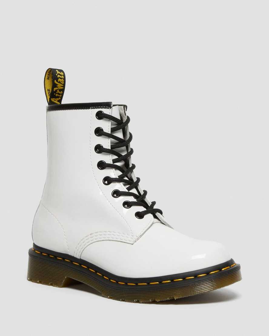 Dr. Martens 1460 Patent Lær Snørestøvler Dame Hvite [2173SLIXO]